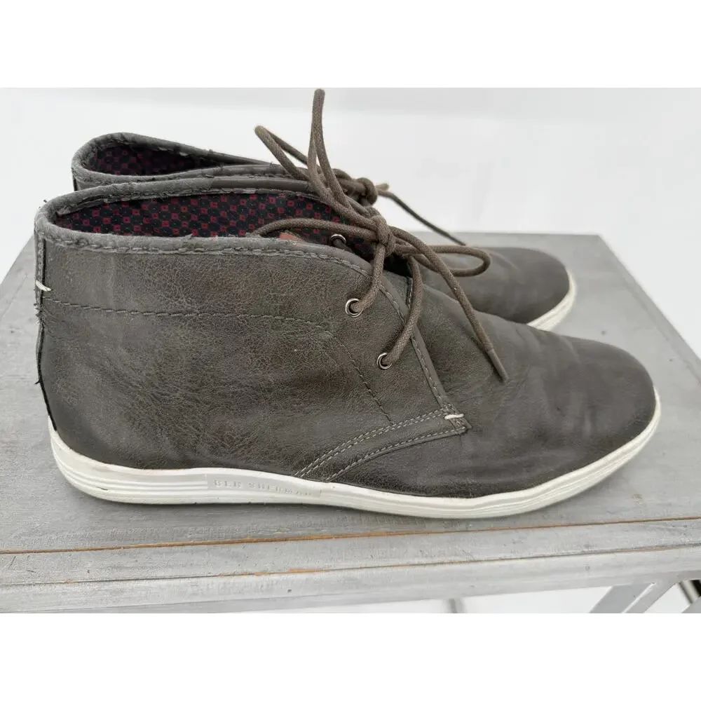 Ben Sherman Chukka Boots Gray Leather Men's Size 10.5 Casual Lace Up Minimalist
